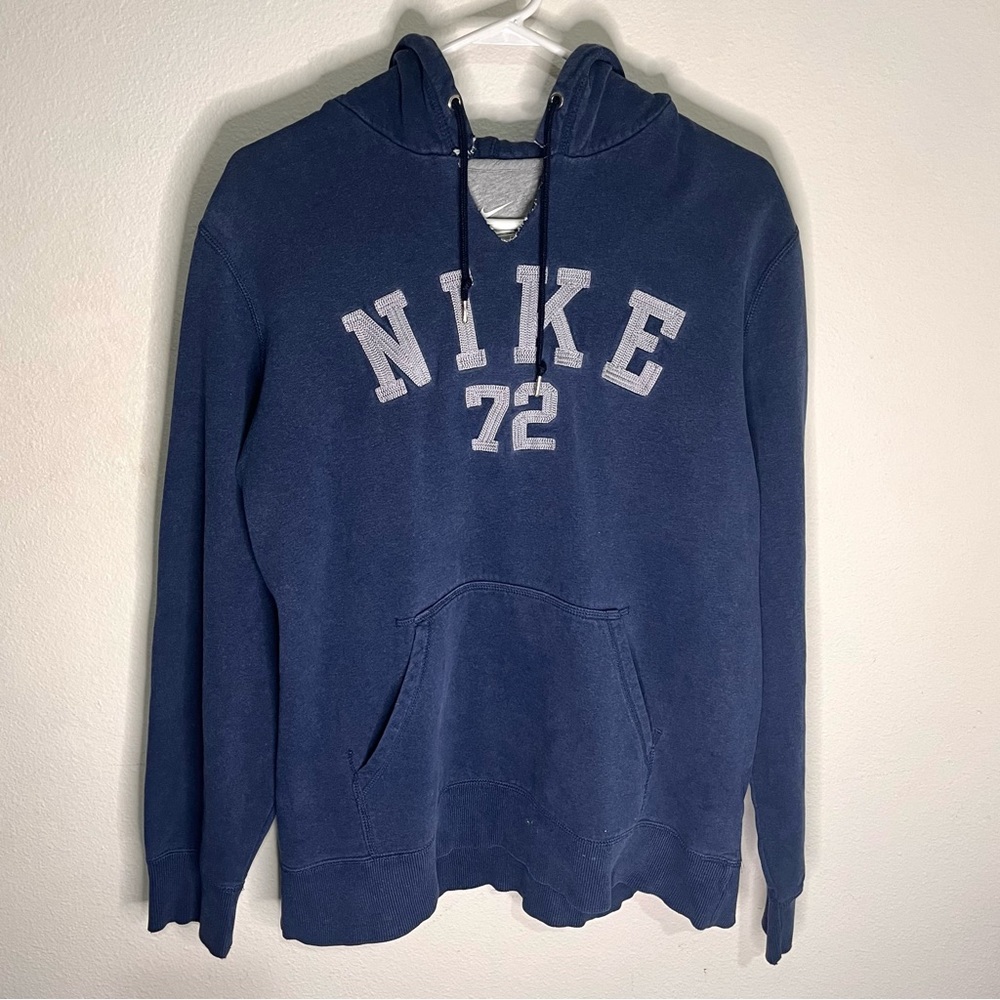 Vintage Nike Hoodie Blue Sweatshirt Big Logo Y2K Spell Out Mens XL